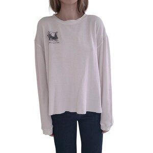 Unisex VTG WISCONSIN Thermal Waffle Knit Oversize Crewneck Shirt women's LG/XL